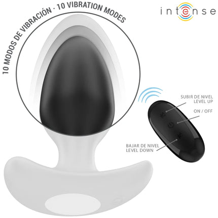 Schwarzer und weißer silikon-fernbedienbarer analvibrator intense joey mit 10 vibrationsmodi