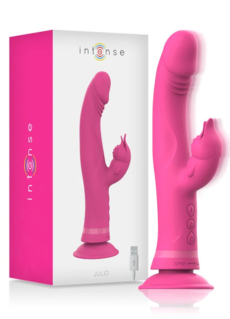 Intense julio rabbit vibrator rosa silikon mit pinkem silikon und hasendesign für intensiven genuss