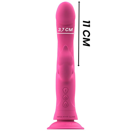 Intense julio rabbit vibrator rosa silikon mit saugnapf und drei steuerungstasten aus silikon