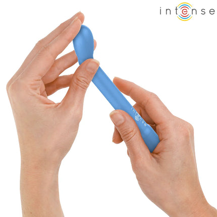 Blauer intense karlie g-punkt-stimulator aus silikon mit gerundetem kopf und strukturiertem griff