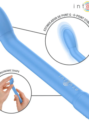 Light blue silicone g-point stimulator intense karlie with ergonomic shape and visible brand logo