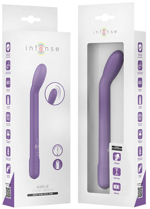 Lila intense karlie 6-punkt vibrator in retail-verpackung wiederaufladbarer g-spot-stimulator aus silikon