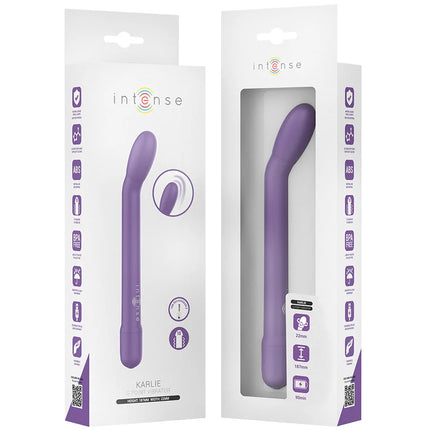Lila intense karlie 6-punkt vibrator in retail-verpackung wiederaufladbarer g-spot-stimulator aus silikon