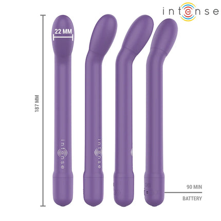 Intense karlie wiederaufladbarer g-spot-stimulator lila mit variierenden kurven und glattem silikonfinish