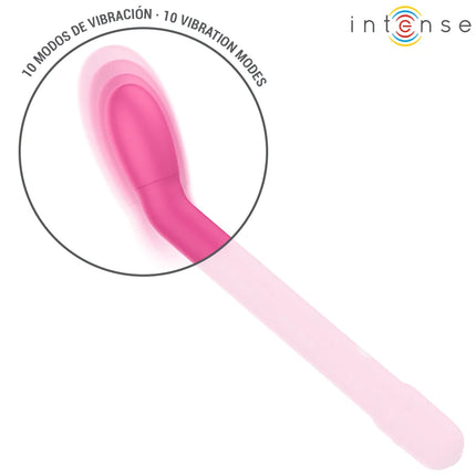 Rosafarbener silikon g-spot-stimulator karllie wiederaufladbar mit schlanker geschwungener form und intense logo