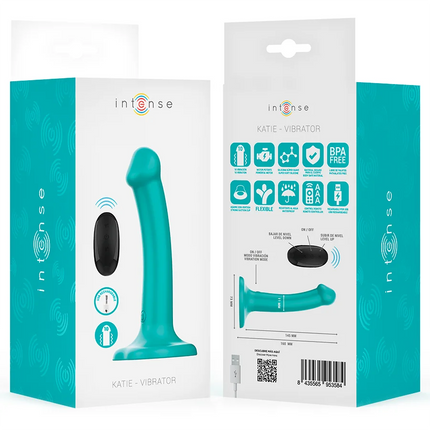 INTENSE - KATIE VIBRATOR MIT SAUGNÄPFEN 10 VIBRATIONEN BLAU FERNBEDIENUNG