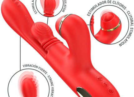 INTENSE - KATY MULTIFUNKTIONS-KLITORIS-STIMULATOR 4 AUSTAUSCHBARE KÖPFE ROT - Druckwellen saugende Vibratoren