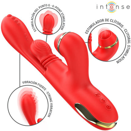 INTENSE - KATY MULTIFUNKTIONS-KLITORIS-STIMULATOR 4 AUSTAUSCHBARE KÖPFE ROT - Druckwellen saugende Vibratoren
