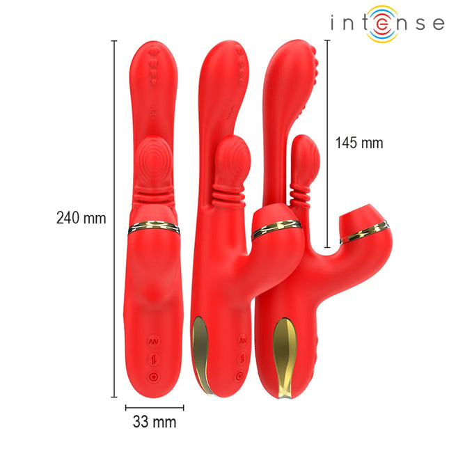 INTENSE - KATY MULTIFUNKTIONS-KLITORIS-STIMULATOR 4 AUSTAUSCHBARE KÖPFE ROT - Druckwellen saugende Vibratoren