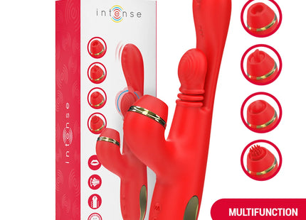 INTENSE - KATY MULTIFUNKTIONS-KLITORIS-STIMULATOR 4 AUSTAUSCHBARE KÖPFE ROT - Druckwellen saugende Vibratoren