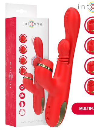 INTENSE - KATY MULTIFUNKTIONS-KLITORIS-STIMULATOR 4 AUSTAUSCHBARE KÖPFE ROT - Druckwellen saugende Vibratoren