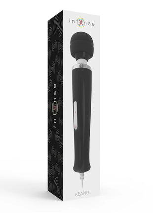 Intense keanu wand schwarzes massager mit elegantem ergonomischem design und silbernem akzent ring