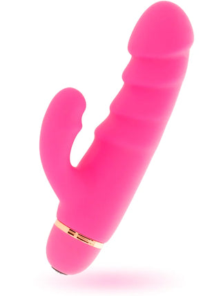 Intense krases silikon vibrator in pink mit 20 geschwindigkeiten und goldfarbenem metallicring am fuß