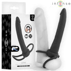 Schwarzer silikon penisring mit hodenring für gleichzeitige anale und vaginale stimulation aus superweichem silikon von intense lucas