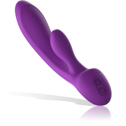 Lila silikon rabbit vibrator luigi mit zwei steuerungstasten am griff aus der produktlinie intense