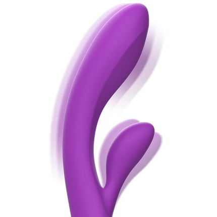 Intense luigi rabbit vibrator aus flüssigem silikon in lila mit doppelköpfigem, geschwungenem design