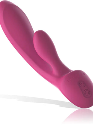 Intense luigi rabbit vibrator rosa aus flüssigem silikon mit zwei steuerungstasten am runden griff