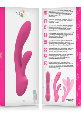 Pinkfarbener silikon rabbit vibrator luigi mit usb akkuladefunktion und mehreren vibrationsstufen