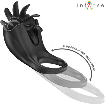 INTENSE - MABEL VIBRATIONSRING 10 VIBRATIONEN MIT KLITORISSTIMULATOR SCHWARZ - Penisring mit Vibration