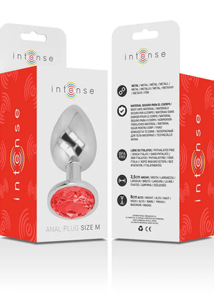 INTENSE - METALL-ANALSTECKER MIT ROTEN KRISTALL GRÖSSE M - Analplug