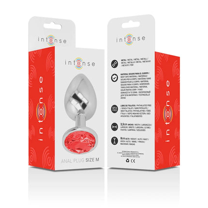 INTENSE - METALL-ANALSTECKER MIT ROTEN KRISTALL GRÖSSE M - Analplug