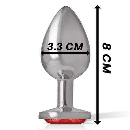 INTENSE - METALL-ANALSTECKER MIT ROTEN KRISTALL GRÖSSE M - Analplug