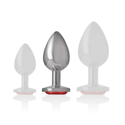 INTENSE - METALL-ANALSTECKER MIT ROTEN KRISTALL GRÖSSE M - Analplug