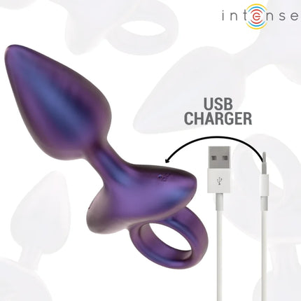 Intense michael vibrie render analstecker modell 2 fernbedienung mit lila metallic finish wiederaufladbar und integriertem ring