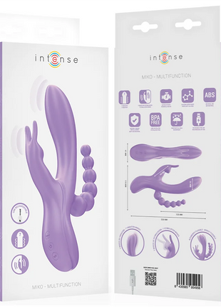 Lila intensiver miko dreifachvibrator mit ergonomischem design und strukturiertem griff für multifunktionale anwendung
