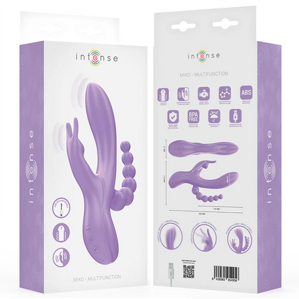 Lila intensiver miko dreifachvibrator mit ergonomischem design und strukturiertem griff für multifunktionale anwendung