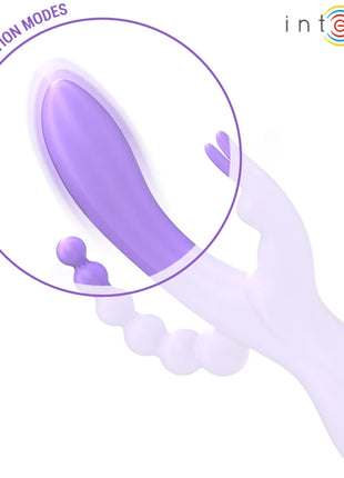 Lila silikonvibrator mit gebogenem griff und perlenstruktur von intense für rabbit stimulator und anal mit 7 vibrationen
