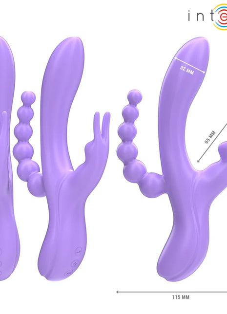 Intense miko dreifachvibrator rabbit in lila mit ergonomischem design, mehreren texturierten kugeln und bedientasten