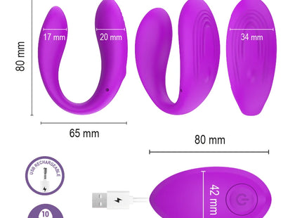 Intense nora vibrationsklemmstimulator lila mit ergonomischem gebogenem design und fernbedienung