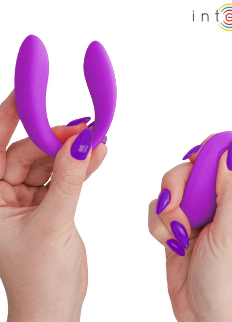 Vibranter violetter silikon dualköpfiger stimulatorschläger von Intense namens Nora vibrationsklemmstimulator lila