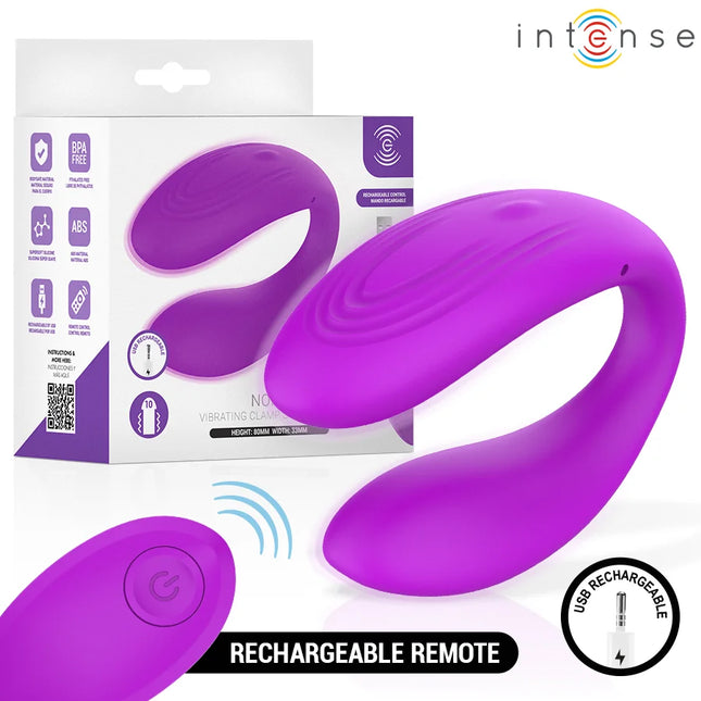 Intense Nora vibrationsklemmstimulator lila aus silikon mit passender wiederaufladbarer fernbedienung