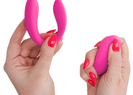 Vibranter pinker intensiver dualkopf-vibrationsklemmstimulator aus ergonomischem silikon von intense nora