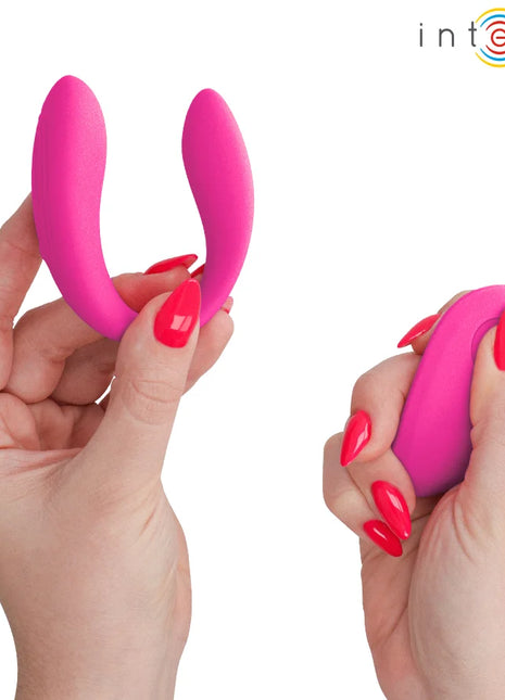 Vibranter pinker intensiver dualkopf-vibrationsklemmstimulator aus ergonomischem silikon von intense nora