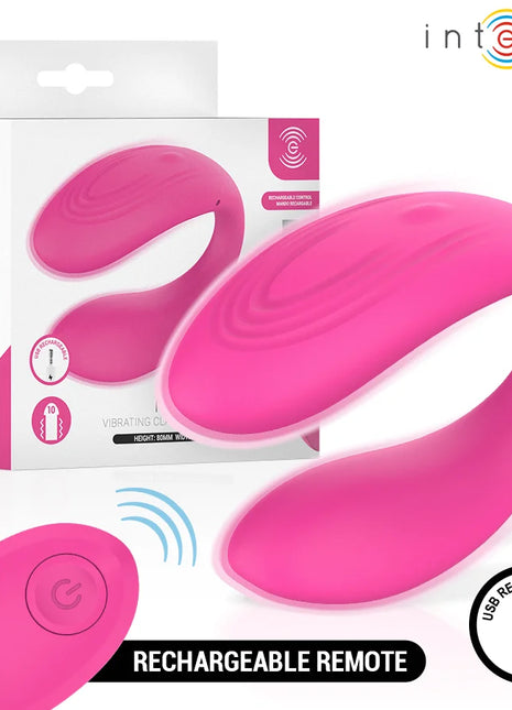 Intense nora vibrationsklemmstimulator pink mit glattem, gebogenem design und passender wiederaufladbarer fernbedienung