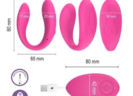 Intense nora vibrationsklemmstimulator pink mit mehreren größen und passender fernbedienung wiederaufladbar