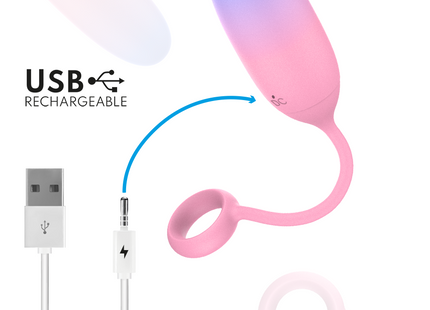 Intense pamela gradient g-punkt vibrator in silikon mit pink-blauem verlauf und usb-aufladung mit schlaufe