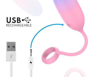 Intense pamela gradient g-punkt vibrator in silikon mit pink-blauem verlauf und usb-aufladung mit schlaufe