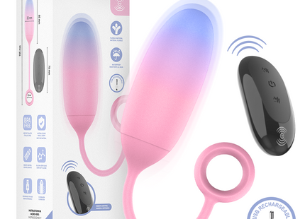 Intense pamela gradient g-punkt vibrator rosa mit vibrierendem ei und passendem ring bei blau-pinkem lichteffekt