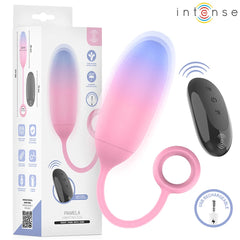 Intense pamela gradient g-punkt vibrator rosa mit vibrierendem ei und passendem ring bei blau-pinkem lichteffekt