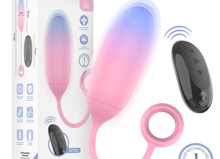 Intense pamela gradient g-punkt vibrator rosa mit vibrierendem ei und passendem ring bei blau-pinkem lichteffekt