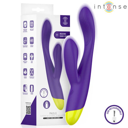 Intense paolo wiederaufladbarer klitorisstimulator intense aus superweichem silikon in lila und limettengrün
