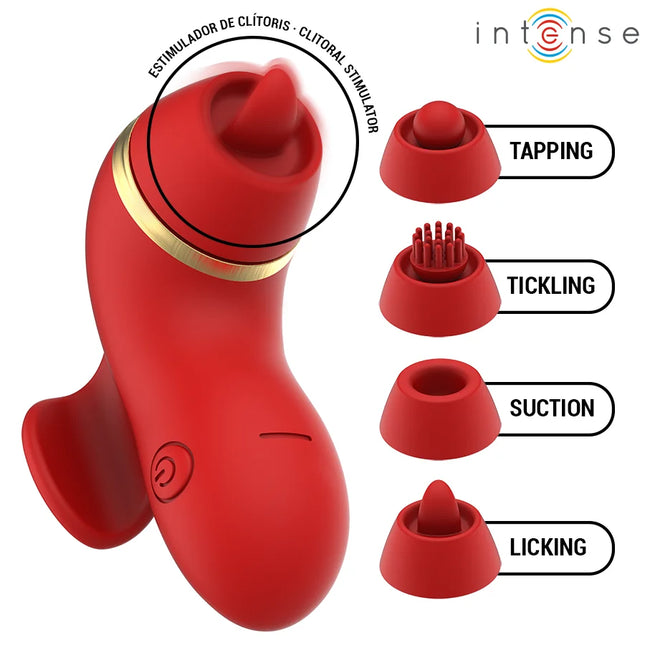 INTENSE - PATTY-STIMULATOR MIT 4 AUFSÄTZEN SAUG- KLETTER- KITZEL- UND LECKFUNKTION