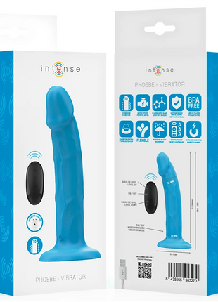 Blauer silikon phoebe vibrator von intense mit 10 vibrationsmodi und fernbedienung für realistische stimulation