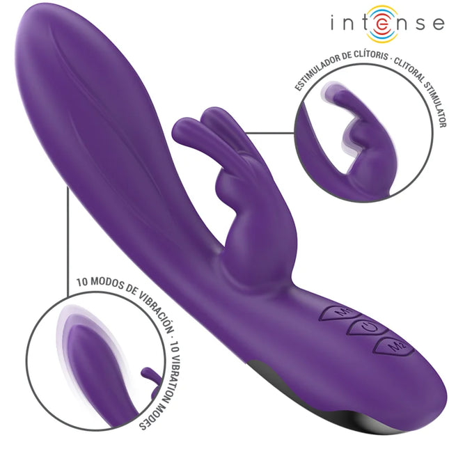Lila silikon klitorisstimulator randall rabbit vibrator mit 10 vibrationsmodi und kaninchen design