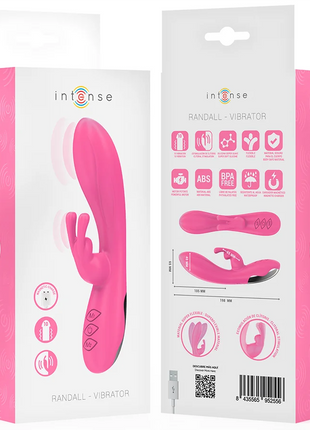 Rosa intensiver randall rabbit vibrator mit glattem, gebogenem design und drei kontrollelementen am griff