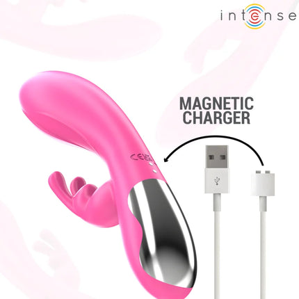Intense randall rabbit vibrator in rosa mit glänzendem finish und silberner metallspitze für erwachsene